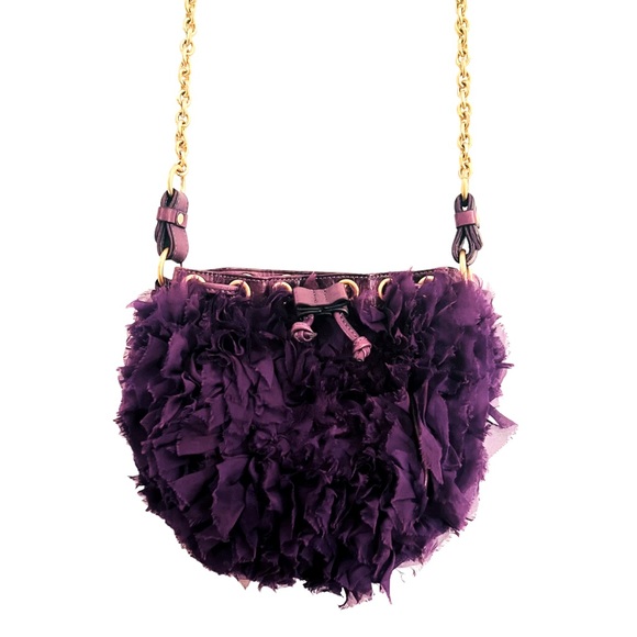 LIKE NEW Juicy Couture Silk Chiffon & Leather Pouchette Bag - Picture 2 of 12